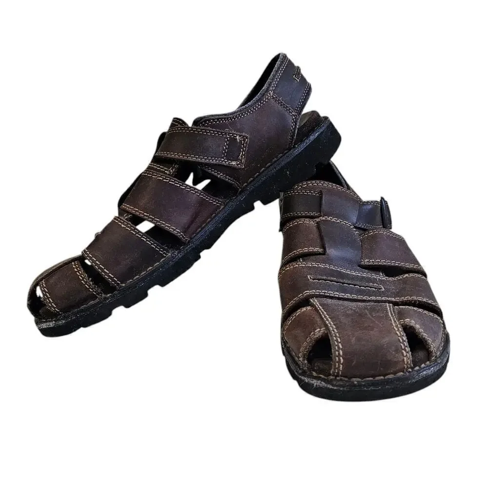 Rockport Men's Leather Fisherman Sandal Brown Size 12